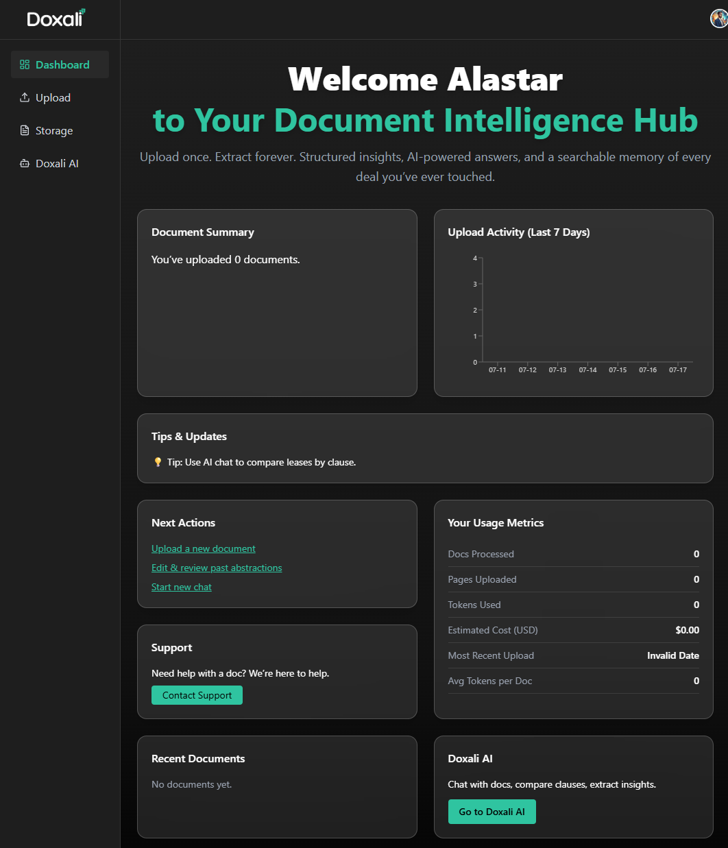 Doxali App Interface